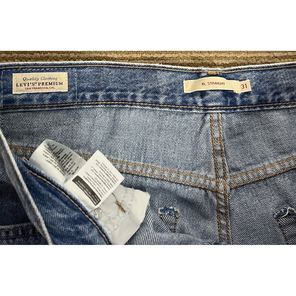 Levi's Premium XL Straight Women's 31 Blue Jeans Silver Metallic Stripe - Picture 4 of 12